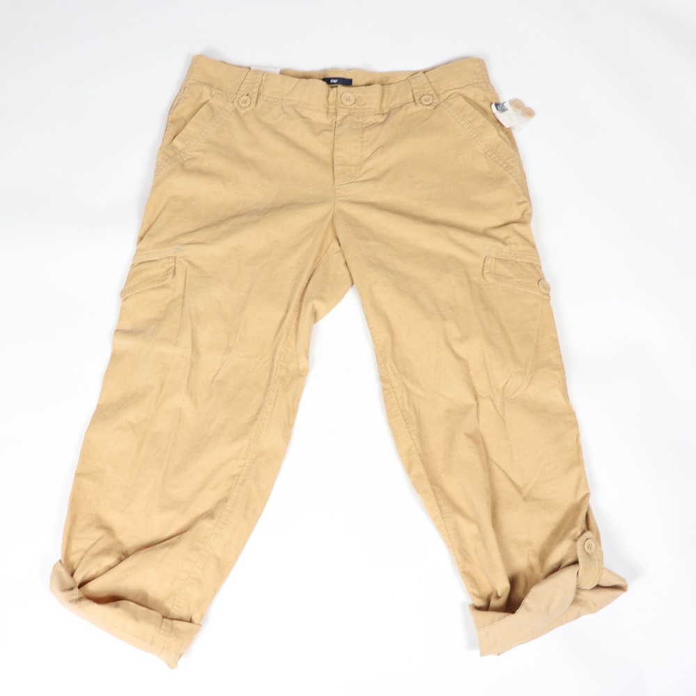 New Gap Womens 6 Roll Up Corduroy Capri Pants Tan